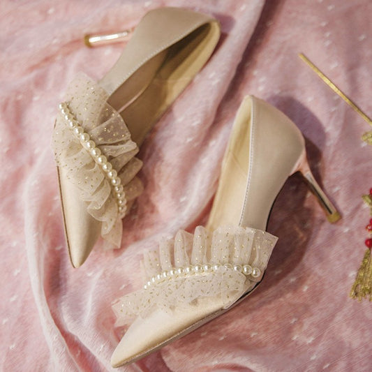 Pearl Ruffle Bridal Shoes