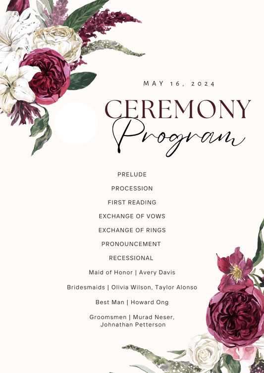 Customized Wedding Program by The Big Day P.A. - The Big Day P.A 