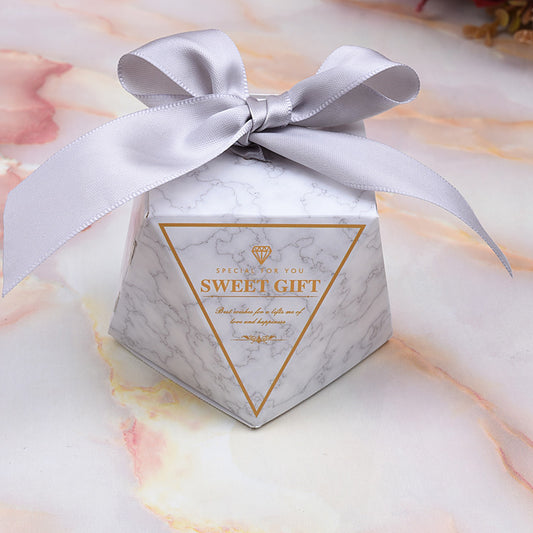 Diamond Wedding Favor Box-Pink & Marble